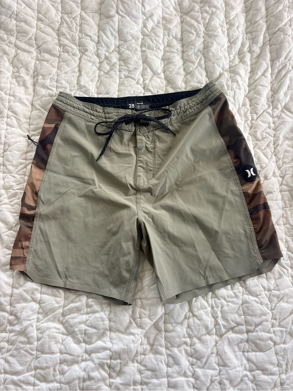 Hurley Men’s Phantom Board shorts Olive Green  with Camo Side Panels